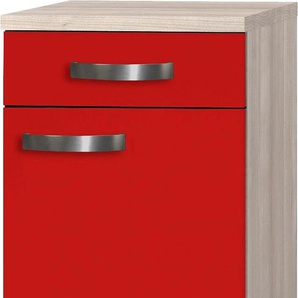 Unterschrank OPTIFIT Faro Schränke Gr. B/H/T: 40 cm x 84,8 cm x 60 cm, 1 St., rot (rot glanz) Unterschränke mit Metallgriffen, Breite 40 cm