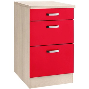 Unterschrank OPTIFIT Faro Schränke Gr. B/H/T: 50 cm x 84,8 cm x 60 cm, rot (rot glanz) Unterschränke mit Metallgriffen, Breite 50 cm