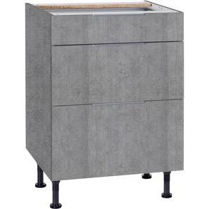 Unterschrank OPTIFIT Tara Schränke Gr. B/H/T: 60 cm x 87 cm x 58,4 cm, grau (betonfarben) Unterschränke mit Vollauszug und Soft-Close-Funktion, Breite 60 cm