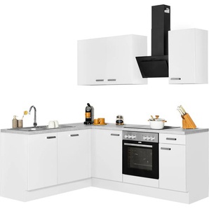 Winkelküche OPTIFIT Parma Komplettküchen-Sets Gr. B/T: 215 cm x 175 cm, weiß (küche: weiß, specksteingrau, korpus: weiß) L-Küche ohne Elektrogeräte