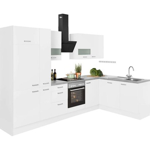 Winkelküche OPTIFIT Parma Komplettküchen-Sets Gr. B/T: 315 cm x 175 cm, weiß (küche: weiß, specksteingrau, korpus: weiß) L-Küche ohne Elektrogeräte