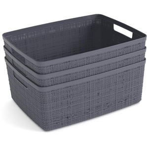 Organizer CURVER Aufbewahrungsboxen Gr. H: 14 cm, grau (deep shadow) Ordnungsboxen Aufbewahrungsbox, Tragegriff,stapelbar, 100% Recyclingmaterial,12 L