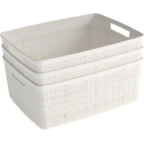 Organizer CURVER Jute Recycling Aufbewahrungsboxen Gr. B/H/T: 36 cm x 14 cm x 28 cm, grau (deep shadow) Ordnungsboxen Aufbewahrungsbox, Tragegriff,stapelbar, 100% Recyclingmaterial,12 L