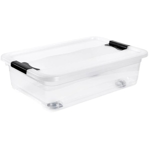 Organizer KEEEPER konrad Aufbewahrungsboxen Gr. B/H/T: 39,5 cm x 18 cm x 59,5 cm, farblos (transparent) Aufbewahrungsbox Stapelbox Stapelboxen Aufbewahrungsboxen Aufbewahrungsbox, 28 L, mit Rollen, Deckel, Schiebeverschluss