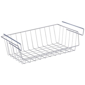 Organizer WENKO Aufbewahrungsboxen Gr. B/H/T: 44 cm x 27 cm x 15 cm, silberfarben (silberfarben glänzend) Ordnungsboxen Aufbewahrungskorb aus Chrom mit Anti-Rutsch-Gummierung