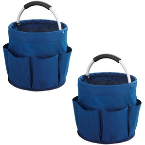 Organizer WENKO Aufbewahrungsboxen Gr. H/T: 26,5 cm x 28 cm, blau (tragetasche: blau, tragegriff: silberfarben) Ordnungsboxen Putzcenter aus Polyester