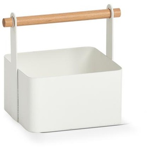 Organizer ZELLER PRESENT Aufbewahrungsboxen Gr. B/H/T: 13 cm x 16 cm x 14,3 cm, weiß Ordnungsboxen Aufbewahrungsboxen Aufbewahrungskorb aus MetallHolz, im Scandi Design