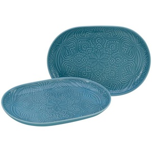 Orient Mandala Aquamarine, 2-teiliges Geschirrset, Platten Set aus Porzellan