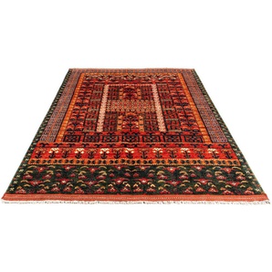 Orientteppich Afghan - 196 x 158 cm - rot, morgenland, rechteckig, Höhe: 7 mm, Wohnzimmer, Handgeknüpft, Einzelstück mit Zertifikat