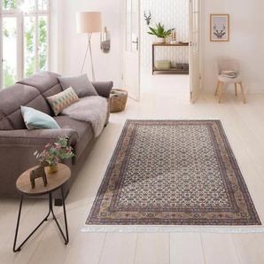 Orientteppich HOME AFFAIRE Kiara Teppiche Gr. B/L: 40 cm x 60 cm, 12 mm, 1 St., beige (creme) Fransenteppich Esszimmerteppiche handgeknüpft, reine Wolle, mit Fransen, Wohnzimmer
