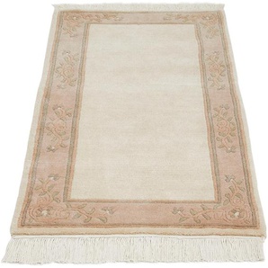 Orientteppich LUXOR LIVING Giza Teppiche Gr. B/L: 120 cm x 180 cm, 12 mm, 1 St., beige (creme) Esszimmerteppiche reine Wolle, handgeknüpft, mit Bordüre und Fransen