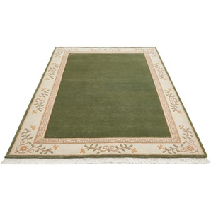 Orientteppich LUXOR LIVING Giza Teppiche Gr. B/L: 250 cm x 300 cm, 12 mm, 1 St., grün Esszimmerteppiche reine Wolle, handgeknüpft, mit Bordüre und Fransen