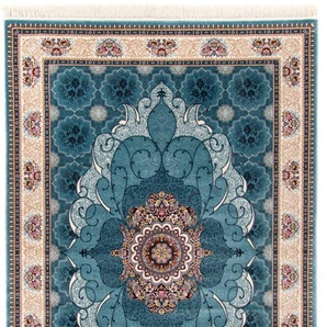 Orientteppich MORGENLAND Ahmir Teppiche Gr. B/L: 150 cm x 225 cm, 9 mm, 1 St., blau Orientalische Muster