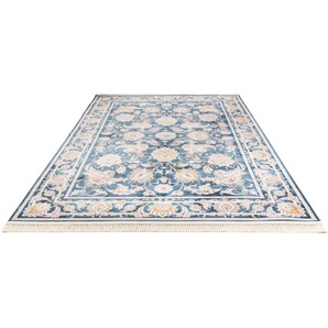 Orientteppich MORGENLAND Aryana Teppiche Gr. B/L: 100 cm x 150 cm, 7 mm, 1 St., blau Geknüpfte Teppiche Wohnzimmer, Strapazierfähig