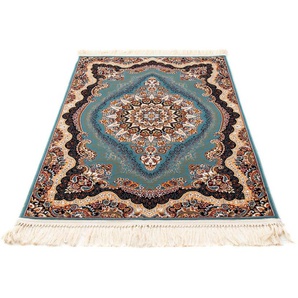 Orientteppich MORGENLAND Mitra Teppiche Gr. B/L: 100 cm x 150 cm, 9 mm, 1,5 m², 1 St., blau (türkis) Orientalische Muster