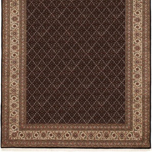 Orientteppich OCI DIE TEPPICHMARKE Cavari Herati Teppiche Gr. B/L: 90 cm x 160 cm, 4 mm, 1 St., schwarz Fransenteppich Orientalische Muster handgeknüpft, mit Fransen, Wohnzimmer, Schlafzimmer