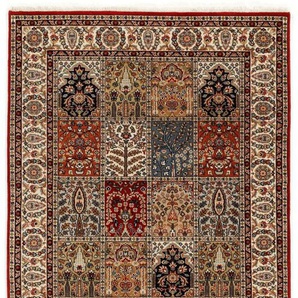 Orientteppich OCI DIE TEPPICHMARKE Sarang Bakhtyari Teppiche Gr. B/L: 70 cm x 140 cm, 8 mm, 1 St., rot (rot, beige) Orientalische Muster reine Wolle, hochwertig handgeknüpft, mit Fransen, Wohnzimmer