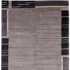 Orientteppich OCI DIE TEPPICHMARKE Savana Kite Teppiche Gr. B/L: 140 cm x 200 cm, 6 mm, 1 St., grau (dunkelgrau) Nepal-Teppiche handgeknüpft, reine Wolle für ein warmes Raumklima