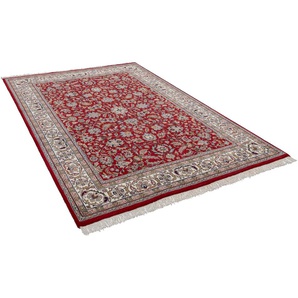 Orientteppich THEKO Benares Isfahan Teppiche Gr. B/L: 40 cm x 60 cm, 12 mm, 1 St., rot Fransenteppich Bidjar-Teppiche reine Wolle, handgeknüpft, mit Fransen