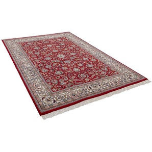 Orientteppich THEKO Benares Isfahan Teppiche Gr. B/L: 70 cm x 140 cm, 12 mm, 1 St., rot Fransenteppich Bidjar-Teppiche reine Wolle, handgeknüpft, mit Fransen