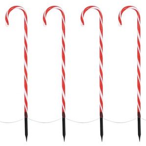OSE - ecd Germany led Zuckerstangen 5er Set mit 40 Warmweißen LEDs, 73cm, Rot Weiß, batteriebetrieben, Außen & Innen, Beleuchtete Gartenstäbe