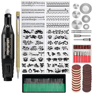 Osqi - 107-teiliges Gravurwerkzeug-Set, multifunktionaler kabelgebundener Gravurstift, DIY-Drehwerkzeug für Schmuck, Glas, Holz, Metall