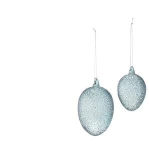 HOME STORY Ostereier Anhänger 2er Set - blau - Glas,Aluminium - 12,5 cm - 8.0 | Möbel Kraft