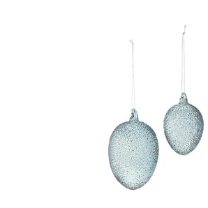 HOME STORY Ostereier Anhänger  2er Set   ¦ blau ¦ Glas,Aluminium ¦ Maße (cm): H: 12,5  Ø: 8