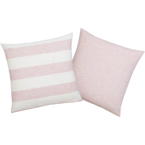 Kissenbezüge OTTO PRODUCTS Big Stripe Kissenbezug, Kissenhülle aus Bio-Baumwolle Gr. B/L: 50 cm x 50 cm, 2 St., Renforcé (Bio-Baumwolle), rosa (rosa, weiß) Kissenbezug Kissenhülle Kissenbezüge gemustert Streifen-Design in Melange-Optik