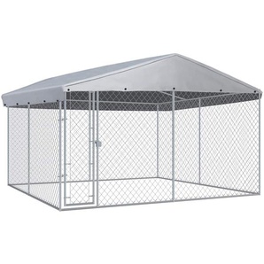 Outdoor-Hundezwinger mit Überdachung 382x382x225 cm