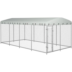 Outdoor-Hundezwinger mit Überdachung 7,6x3,8x2,3 m