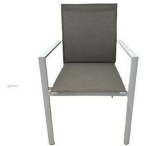 Outdoor Label Stapelsessel 136 Aluminium weiss mit Slingbezug 69% PVC/31% Polyester taupe