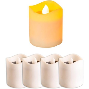 Outdoorkerze NÄVE LED Solarkerzen, Weihnachtsdeko aussen Kerzen Gr. Ø/H: 5 cm x 6 cm, weiß Campingleuchten Lichtfarbe orange, Flackereffekt, Tippschalter