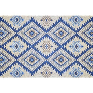 Outdoorteppich, Blau, Kunststoff, Mosaik, rechteckig, 90x135 cm, leicht zusammenrollbar, reißfest, pflegeleicht, wasserabweisend, rutschfest, Teppiche & Böden, Teppiche, Outdoorteppiche