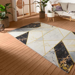 Outdoorteppich HANSE HOME Noble Teppiche Gr. B/L: 240 cm x 340 cm, 3 mm, 1 St., schwarz (schwarz,grau,goldfarben) Esszimmerteppiche