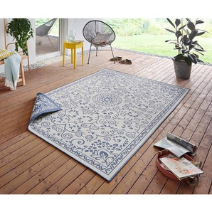 Outdoorteppich Leyte Blau/Beige/Jeansblau Webstoff 200 x 290cm