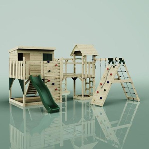 OutdoorToys Spielturm Bene aus Holz in Grün mit Kinderschaukel