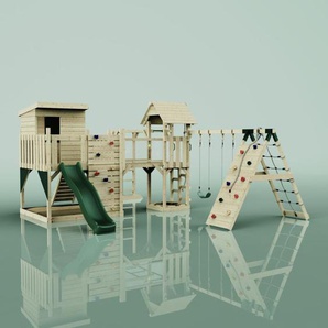 OutdoorToys Spielturm Lars aus Holz in Grün mit Kinderschaukel