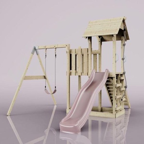OutdoorToys Spielturm mit Wellenrutsche und Kinder-Schaukel Outdoor Klettergerüst Garten mit Plattform Kletterseil und Kletterleiter, Ausführung: