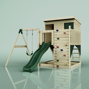 OutdoorToys Spielturm Tjorven aus Holz in Grün mit Kinderschaukel