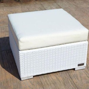 OUTFLEXX Beistelltisch/Hocker, weiß, Polyrattan, inkl. Glasplatte und Polster 2511-8