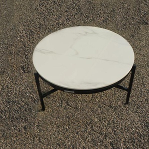 OUTFLEXX Beistelltisch, weiß, Alu/Glaskeramik, ø 60 cm, kratzfest, Hitze- & korrosionsbeständig, langlebiges Material CT-32