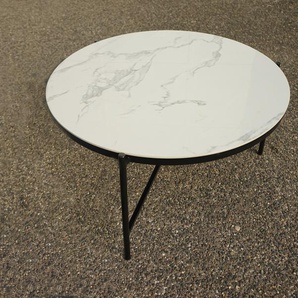 OUTFLEXX Beistelltisch, weiß, Alu/Glaskeramik, ø 80 x 40 cm, kratzfest, rostfreies Material, pflegeleicht, witterungsbeständig CT-33