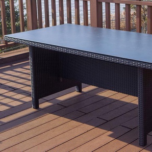 OUTFLEXX Esstisch, schwarz, Polyrattan, 200x95cm, Tischplatte Spraystone, 6mm, aufliegend 22286