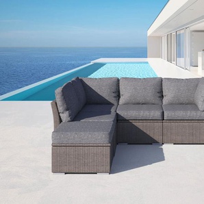 OUTFLEXX Gartenlounge Set, grau, Polyrattan, für 5 Personen, wasserfeste Kissenbox 18370-BOX-A