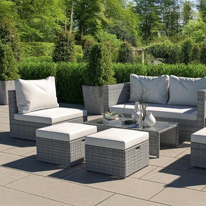 OUTFLEXX Loungesofa, Schwarz, Aluminium/Polyrattan, pflegeleicht, robust, wasserabweisend, inklusive Kissen C101