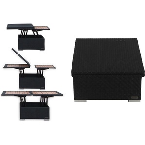 OUTFLEXX Loungetisch höhenverstellbar, schwarz, Polyrattan, 75/152x75x40/64,5cm