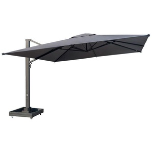 OUTFLEXX Ultimate XL Ampelschirm, anthrazit/grau, Alu/Spuncrylic®, 450 x 450 cm, inkl. befüllbarem Schirmständer PUW4545a