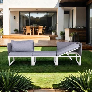 OUTLIV. Modular Gartensofa 3-tlg. Aluminium/Textilene Weiß|Hellgrau