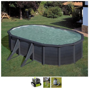 Ovalpool GRE KEA Schwimmbecken Gr. B/H/L: Breite 300 cm x Höhe 120 cm x Länge 500 cm, 14550 l, grau (anthrazit) Ovalpools 6-tlg., BxLxH: 300x500x120 cm